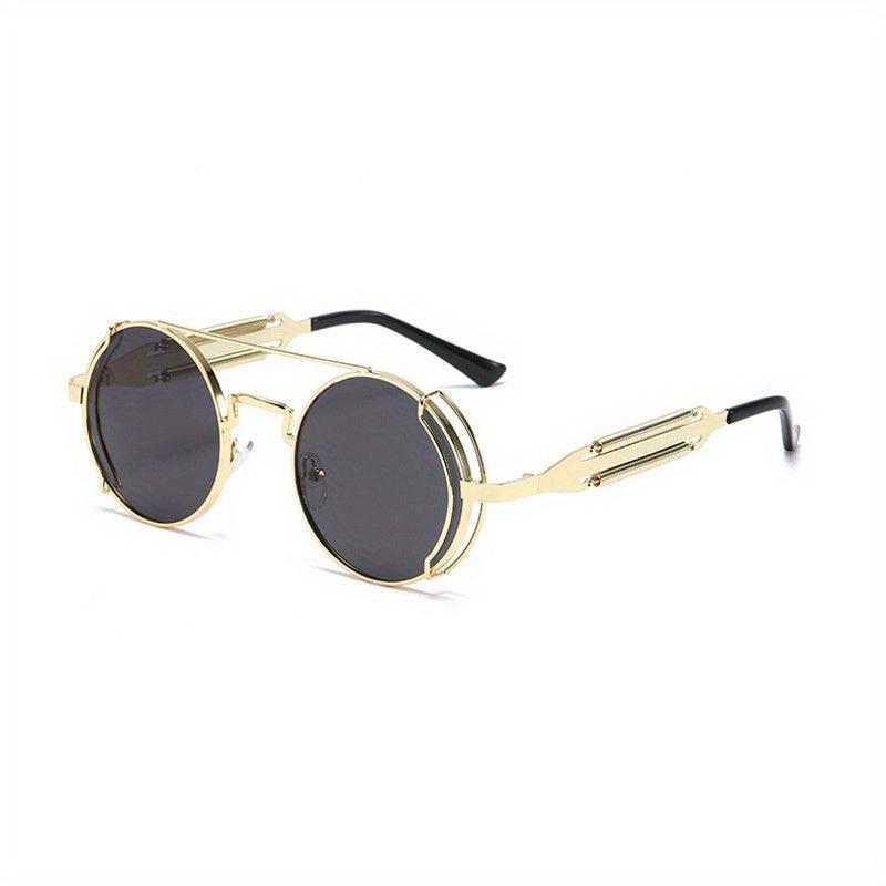 Men's Steam Punk Double Spring Round Frame Glasses