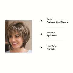 Short Pixie Cut Wig Blonde Straight Hair Heat Resistant Synthetic Fiber Wig