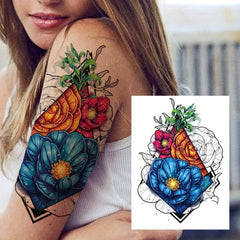 Flower Pattern Waterproof Temporary Tattoo Sticker For Men Women