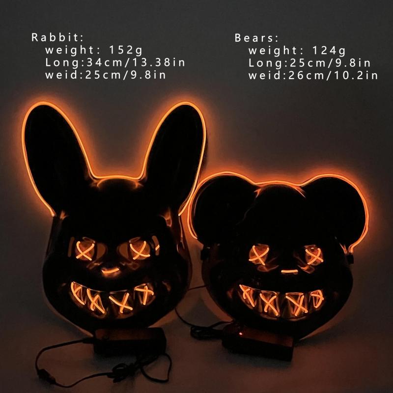 Horror Bloody Bear & Bunny LED Full Face Mask Halloween Costume Props