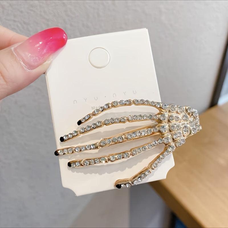 Skeleton Hand Hairpins Rhinestone Hair Accessories