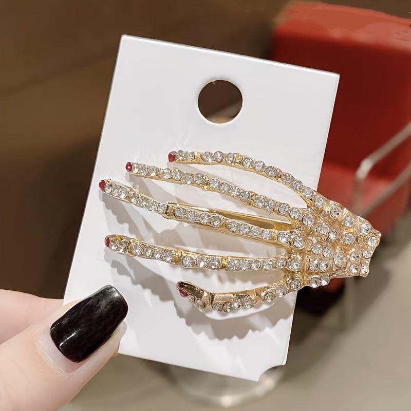 Skeleton Hand Hairpins Rhinestone Hair Accessories