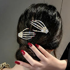 Skeleton Hand Hairpins Rhinestone Hair Accessories