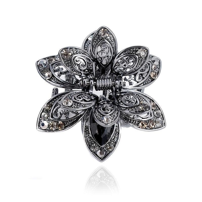 Crystal Flower Hair Clip Rhinestone Vintage Hair Claw