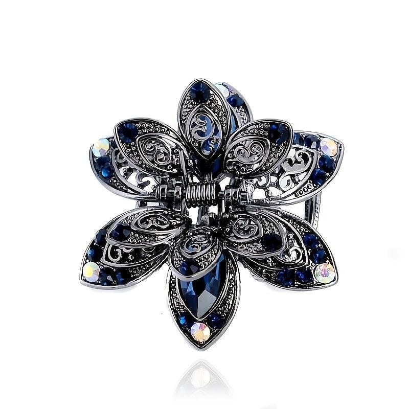Crystal Flower Hair Clip Rhinestone Vintage Hair Claw