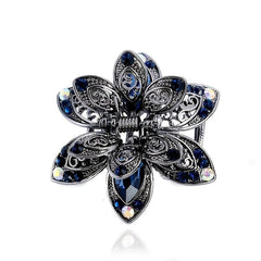 Crystal Flower Hair Clip Rhinestone Vintage Hair Claw