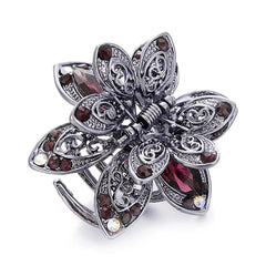 Crystal Flower Hair Clip Rhinestone Vintage Hair Claw