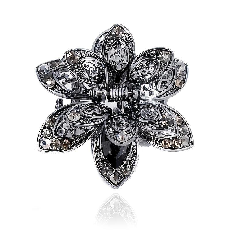 Crystal Flower Hair Clip Rhinestone Vintage Hair Claw