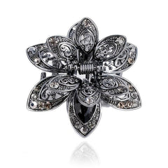 Crystal Flower Hair Clip Rhinestone Vintage Hair Claw