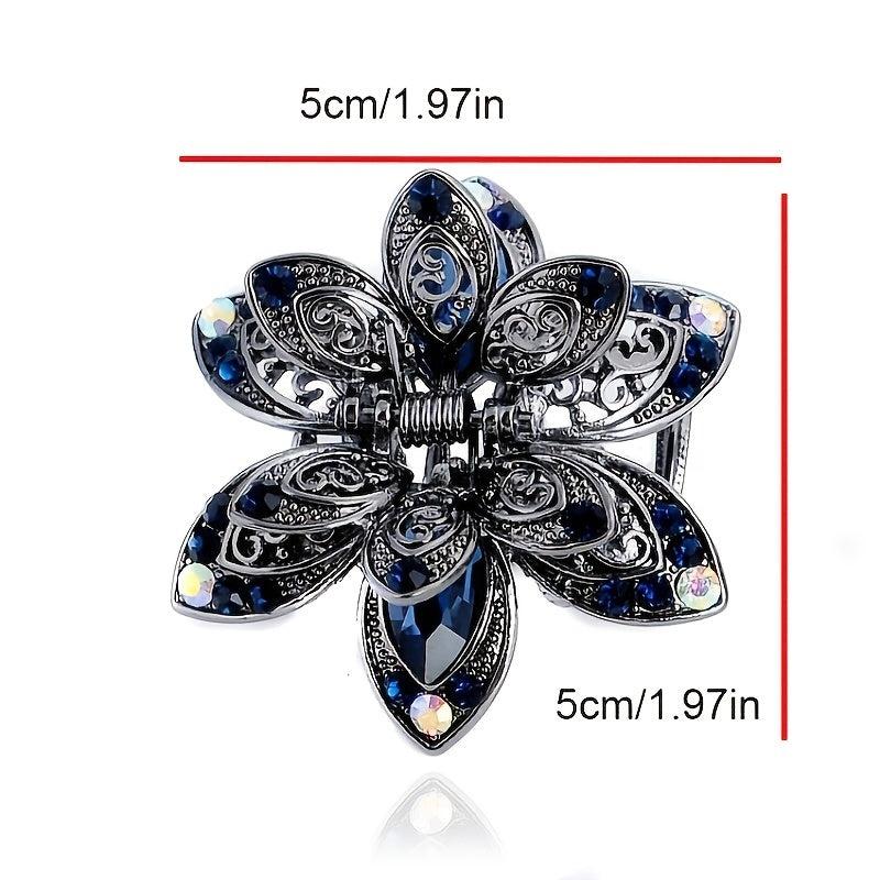Crystal Flower Hair Clip Rhinestone Vintage Hair Claw