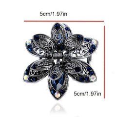 Crystal Flower Hair Clip Rhinestone Vintage Hair Claw
