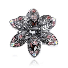 Crystal Flower Hair Clip Rhinestone Vintage Hair Claw