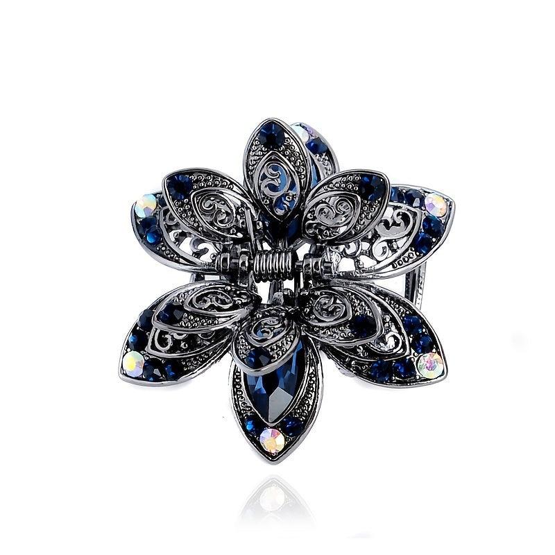 Crystal Flower Hair Clip Rhinestone Vintage Hair Claw