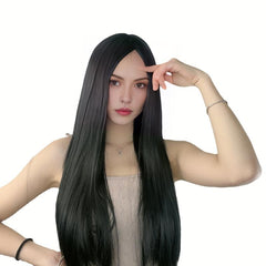 Rose Mesh Matte Silk Full Headpiece Wig Long Straight Hair Daily Use