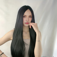 Rose Mesh Matte Silk Full Headpiece Wig Long Straight Hair Daily Use