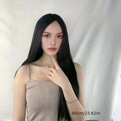 Rose Mesh Matte Silk Full Headpiece Wig Long Straight Hair Daily Use