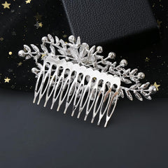 Female Bridal Tiara Flowers Butterflies Faux Pearls Rhinestones Hair Comb