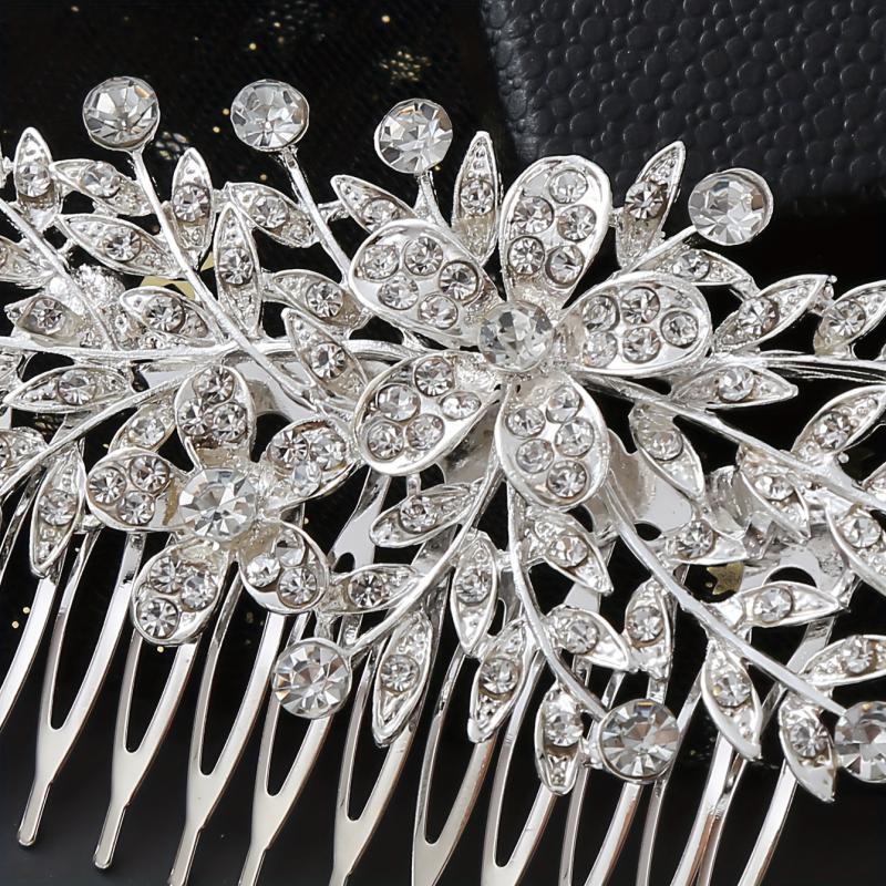 Female Bridal Tiara Flowers Butterflies Faux Pearls Rhinestones Hair Comb