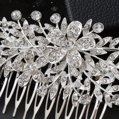 Female Bridal Tiara Flowers Butterflies Faux Pearls Rhinestones Hair Comb