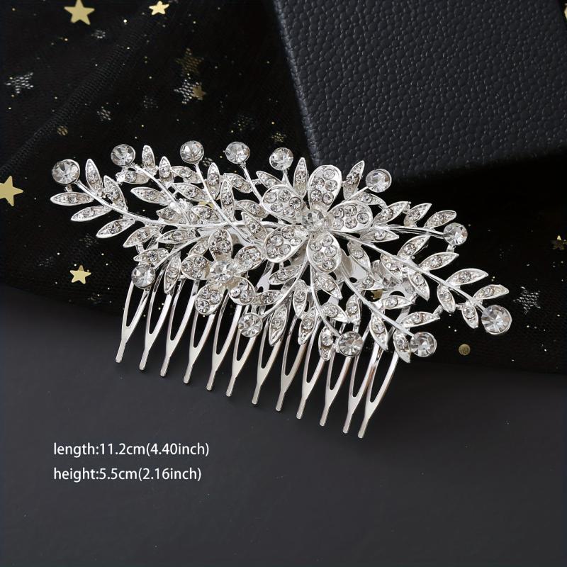 Female Bridal Tiara Flowers Butterflies Faux Pearls Rhinestones Hair Comb