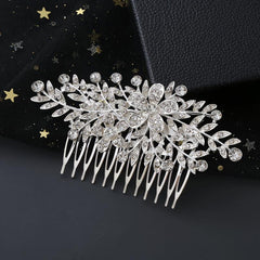 Female Bridal Tiara Flowers Butterflies Faux Pearls Rhinestones Hair Comb