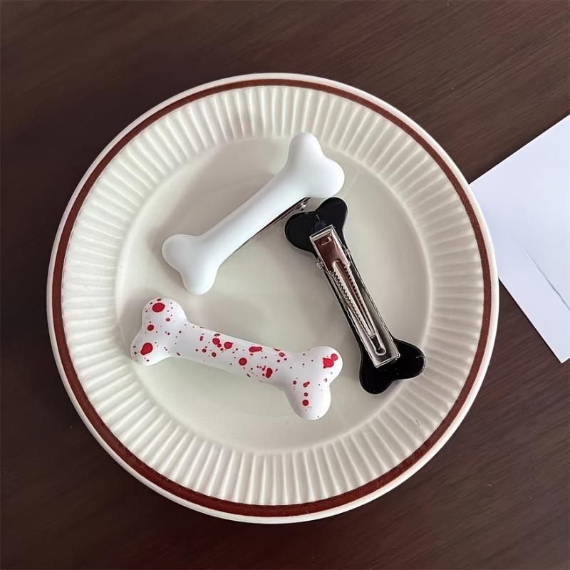 3pcs Halloween Bone Acrylic Hair Clips Girls Hairpins