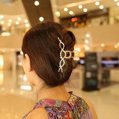 Linear Cross Metal Hairpin Double Layer Hair Clip