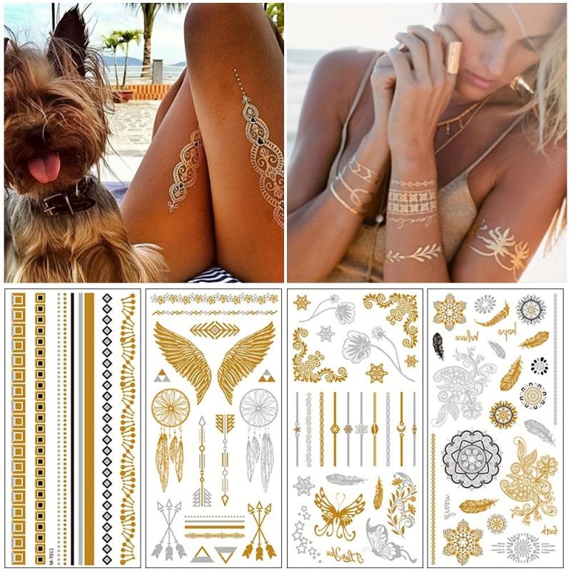 Bronzing Tattoo Stickers Waterproof Party Body Art Tattoo Stickers