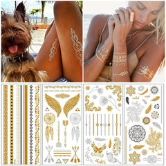 Bronzing Tattoo Stickers Waterproof Party Body Art Tattoo Stickers