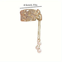 Rhinestone Inlaid Hair Claw Clips with Tassel Pendant - Unique Decors
