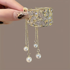 Rhinestone Inlaid Hair Claw Clips with Tassel Pendant - Unique Decors