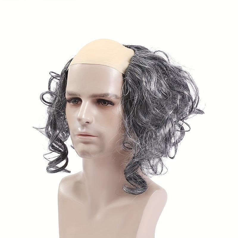 Gray Bald Wig Old Man Costume Wig Prop Halloween Cosplay Party Decor