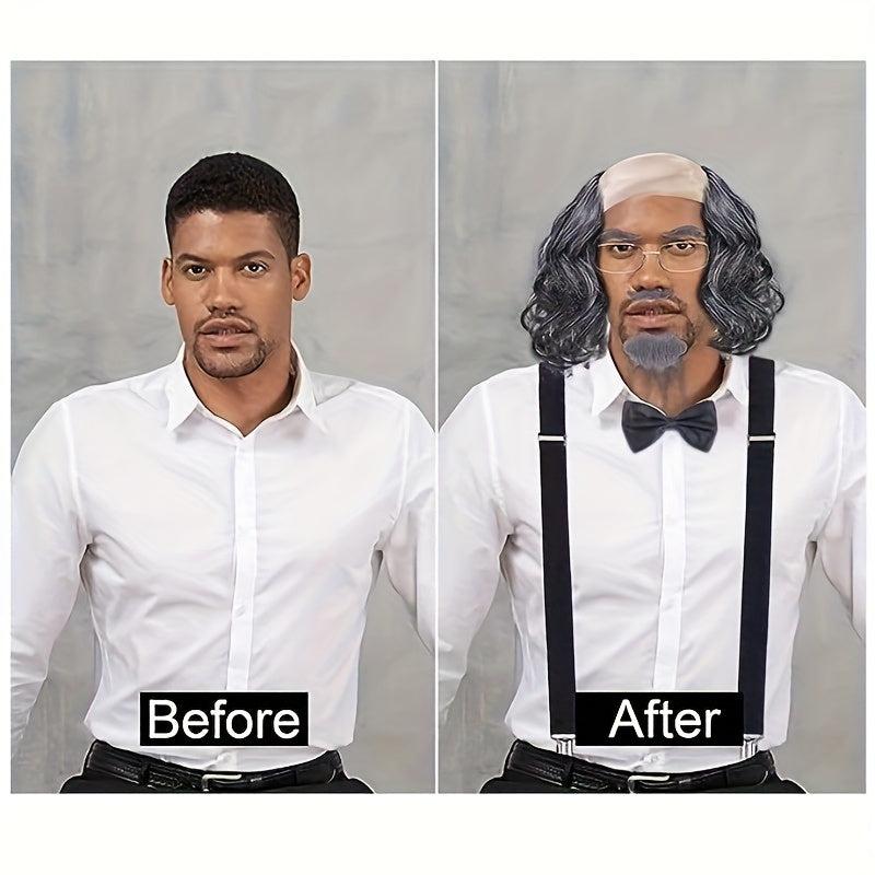 Gray Bald Wig Old Man Costume Wig Prop Halloween Cosplay Party Decor