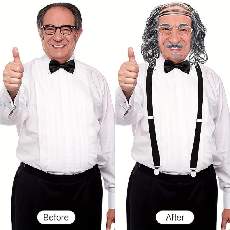 Gray Bald Wig Old Man Costume Wig Prop Halloween Cosplay Party Decor