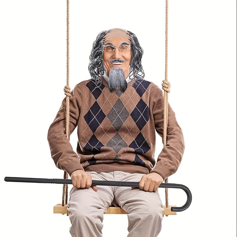 Gray Bald Wig Old Man Costume Wig Prop Halloween Cosplay Party Decor