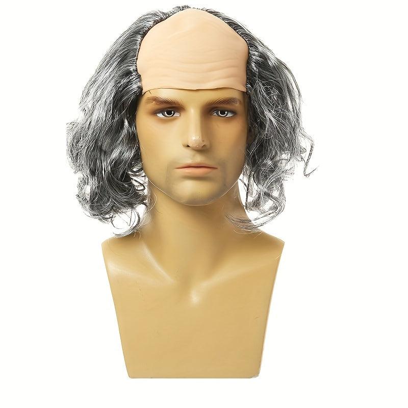 Gray Bald Wig Old Man Costume Wig Prop Halloween Cosplay Party Decor