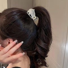 Rhinestone Faux Pearl Crown Hair Clip Ponytail Accessory