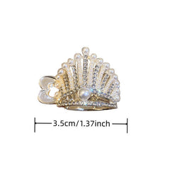 Rhinestone Faux Pearl Crown Hair Clip Ponytail Accessory
