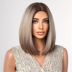 Short Wave Wig Female Middle Part Hairline Wig High Heat Synthetic Fiber Wig