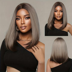 Short Wave Wig Female Middle Part Hairline Wig High Heat Synthetic Fiber Wig