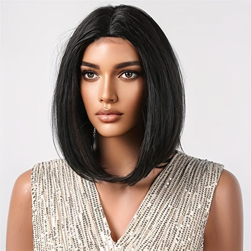Short Wave Wig Female Middle Part Hairline Wig High Heat Synthetic Fiber Wig