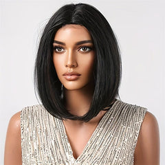 Short Wave Wig Female Middle Part Hairline Wig High Heat Synthetic Fiber Wig