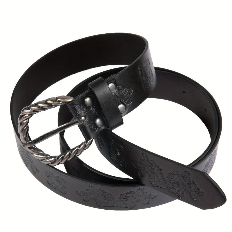 Viking Fenrir Embossed Faux Leather Buckle Belt Medieval Knight Belt