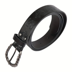 Viking Fenrir Embossed Faux Leather Buckle Belt Medieval Knight Belt