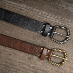 Viking Fenrir Embossed Faux Leather Buckle Belt Medieval Knight Belt