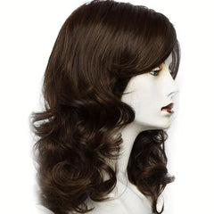 Short Oblique Bangs Curly Hair Rose Mesh Matte Silk Wig for Daily Wear