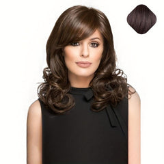 Short Oblique Bangs Curly Hair Rose Mesh Matte Silk Wig for Daily Wear