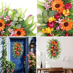 Autumn Sunflower Wreath Hanging Door Decor