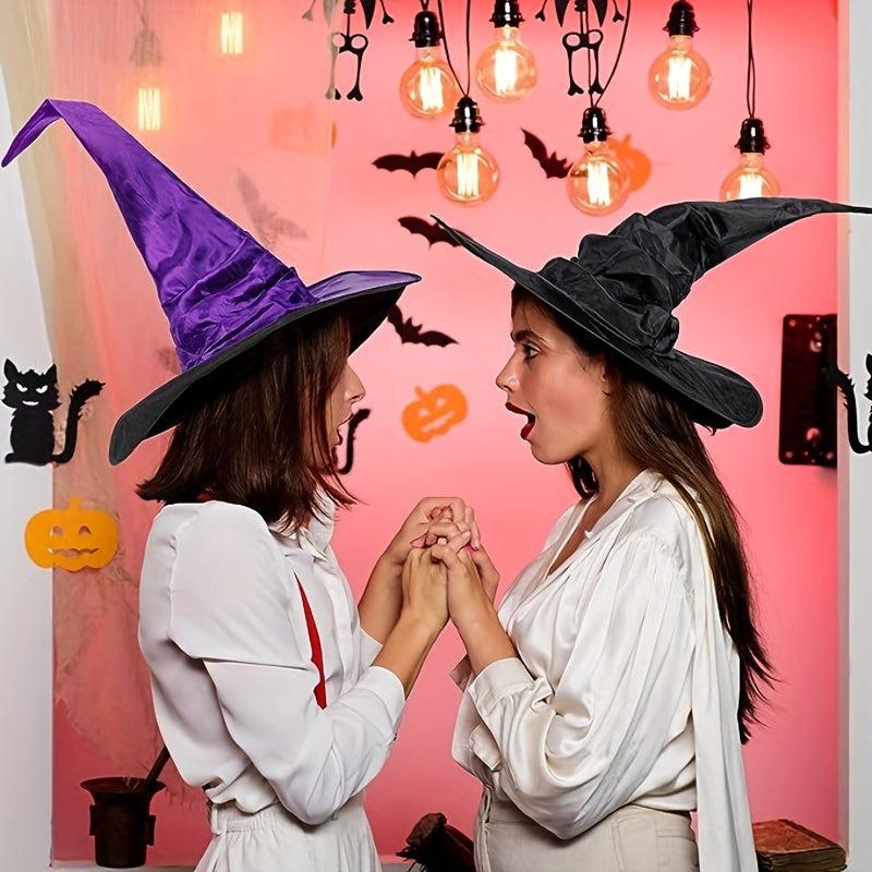Purple Large Ruched Witch Hat for Halloween Cosplay Party