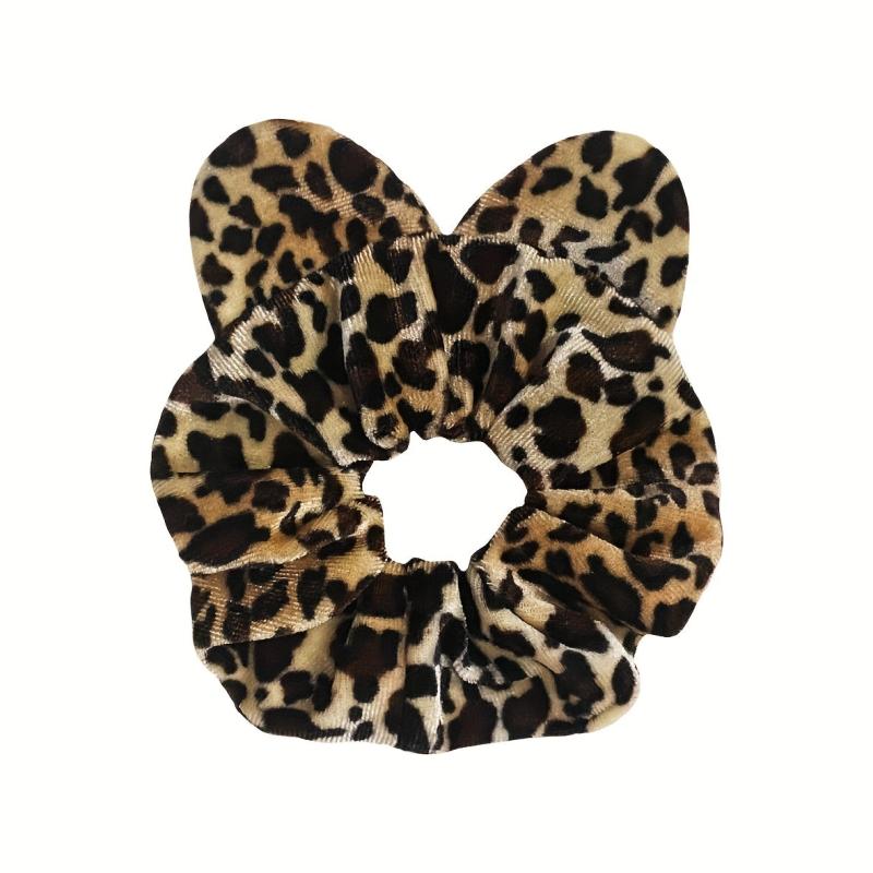 Cat Ears Large Scrunchies Leopard Print Solid Hair Ties Polka Dot Rubber Bands